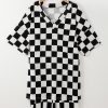 Plus Size Women's Black Checkered Pattern Tee and Shorts Two Piece Set - Image 7