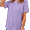 Women's Wisteria Casual Plain Crew Neck Tee - Soft & Breathable Summer Top - Image 6