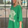 Bright Green Rhinestone Lucky Poker Cards Oversized T-Shirt Mini Dress - Image 2