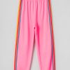 Women's Pink High Waist Sweatpants with Playful Rainbow Stripes - Image 2