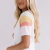 Women's White Rainbow Striped T-Shirt and Drawstring Shorts Set - Image 3