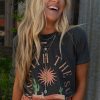 Women's Dark Grey 'RISE WITH THE SUN' Western Fashion Graphic Tee - Image 4