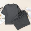 Women's Dark Grey Drawstring Side Crewneck Tee and Loose Pants Set - Casual Summer Outfit - Image 5