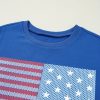 Women's Real Teal American Flag Pattern Crewneck Tee - Casual Patriotic Shirt - Image 11