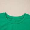 Women's Dark Green Embroidered Ruffled Sleeve Slim Fit Crew Neck Top - Image 12