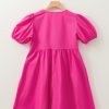 Bright Pink Puff Sleeve Tie Front High Waist Mini Dress for Women - Image 8