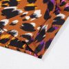 Women's Orange Leopard Printed Draped Short Sleeve Slit V Neck Blouse - Image 10