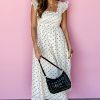 Women's White Polka Dot Flutter Sleeve Square Neck Smocked Maxi Dress - Image 12