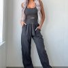 Women's Carbon Grey Back Crossed Straps Hollow Out Sleeveless Jumpsuit - Image 5