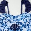 Women's Blue Cutout Ruffled Spaghetti Strap One-Piece Swimwear – Bohemian Style with Adjustable Straps - Image 8