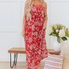 Women's Red Floral Printed Spaghetti Strap Empire Waist Maxi Dress - Bohemian Style for Summer - Image 6