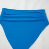 Women's Blue Colorblock Square Neck Bikini Set - Pleated High Waisted Swimwear - Image 22