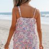 Women's Sky Blue Floral Print Spaghetti Straps Tank Top and Shorts Set - Casual Summer Outfit - Image 2