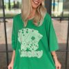 Bright Green Rhinestone Lucky Poker Cards Oversized T-Shirt Mini Dress - Image 3