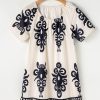 Women's Apricot Western Print Ruffled Short Sleeve Loose Dress - Image 8