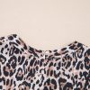 Women's Brown Leopard Print Crew Neck Shift Mini T-Shirt Dress - Image 9