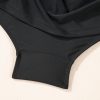 Women's Plus Size Black Solid Color U Neck Padded One Piece Swimsuit - Image 16