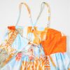 Women's Orange Seashell Patchwork Print Self-Tie Flowy Sundress for Summer Adventures - Image 17