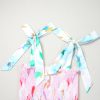 Women's Pink Floral Print Knotted Shoulder Smocked Maxi Dress for Summer - Image 10