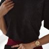 Women's Elegant Black Bow Decor Glittery Short Sleeve Top - Image 5