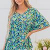 Women's Green Abstract Print V Neck Half Sleeve Tunic Blouse - Bohemian Style - Image 5