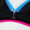 Women's Black Color Block Drawstring Side V Neck High Waist Bikini Set - Image 20