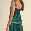 Elegant Blackish Green Floral Smocked Back Tied Straps Tiered Maxi Dress for Women - Image 2