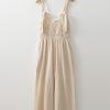 Women's Beige Ruched High Waist Sleeveless Wide Leg Jumpsuit - Chic and Versatile Summer Style - Image 8