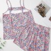 Women's Sky Blue Floral Print Spaghetti Straps Tank Top and Shorts Set - Casual Summer Outfit - Image 12