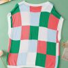 Women's Dark Green Color Block Cap Sleeve Sweater - Edgy and Elegant Style - Image 15