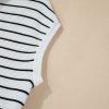 Women's White Stripe Drawstring Hooded Loose Sweater T-Shirt - Image 10