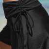 Women's Black Drawstring Ruched High Waist Loose Swim Shorts for Beach Days - Image 10