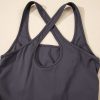 Women's Carbon Grey Back Crossed Straps Hollow Out Sleeveless Jumpsuit - Image 9