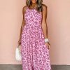 Women's Pink Floral Cutout Back Empire Waist Sleeveless Maxi Dress - Chic Summer Style - Image 6