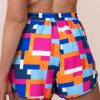 Women's Rose Geometric Printed Drawstring Waist Beach Shorts with Pockets - Image 7