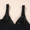 Women's Black Crossed V Neck Adjustable Strap Babydoll Tankini Top for Beach Vacation - Image 22