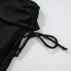 Women's Black Drawstring Ruched High Waist Loose Swim Shorts for Beach Days - Image 17