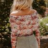 Elegant Pink Floral Printed Long Sleeve Sheath Bodysuit for Women - Image 2