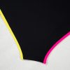 Women's Black Color Block Drawstring Side V Neck High Waist Bikini Set - Image 19