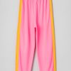 Women's Pink High Waist Sweatpants with Playful Rainbow Stripes - Image 3