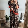 Women's Brown Animal Print Color Contrast Edge Loose Fit Pants Set - Image 3