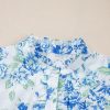 Women's Sky Blue Floral Print Ruffle Sleeve Button Up Shirt for Elegant Style - Image 8