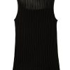 Women's Black Ribbed Texture Mesh Cutout Knitted Sweater Vest - Chic and Comfortable - Image 23