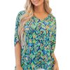 Women's Green Abstract Print V Neck Half Sleeve Tunic Blouse - Bohemian Style - Image 22