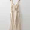 Women's Beige Ruched High Waist Sleeveless Wide Leg Jumpsuit - Chic and Versatile Summer Style - Image 7