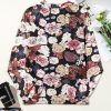 Elegant Women's Pink Mesh Floral Print Mock Neck Long Sleeve Slim Top - Image 10