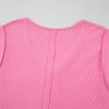 Bright Pink Waffle Textured Button Round Neck A-Line Tiered Sleeveless Dress for Women - Image 18