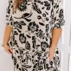 Plus Size Black Floral Print Tiered Frilled Half Sleeve Mini Dress - Image 6