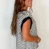 Women's Casual Black Stripe Round Neck Tank Top with Chest Pocket - Image 11