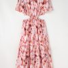 Women's Pink Abstract Printed Flutter Sleeve Maxi Dress with Daring Cutouts - Image 9